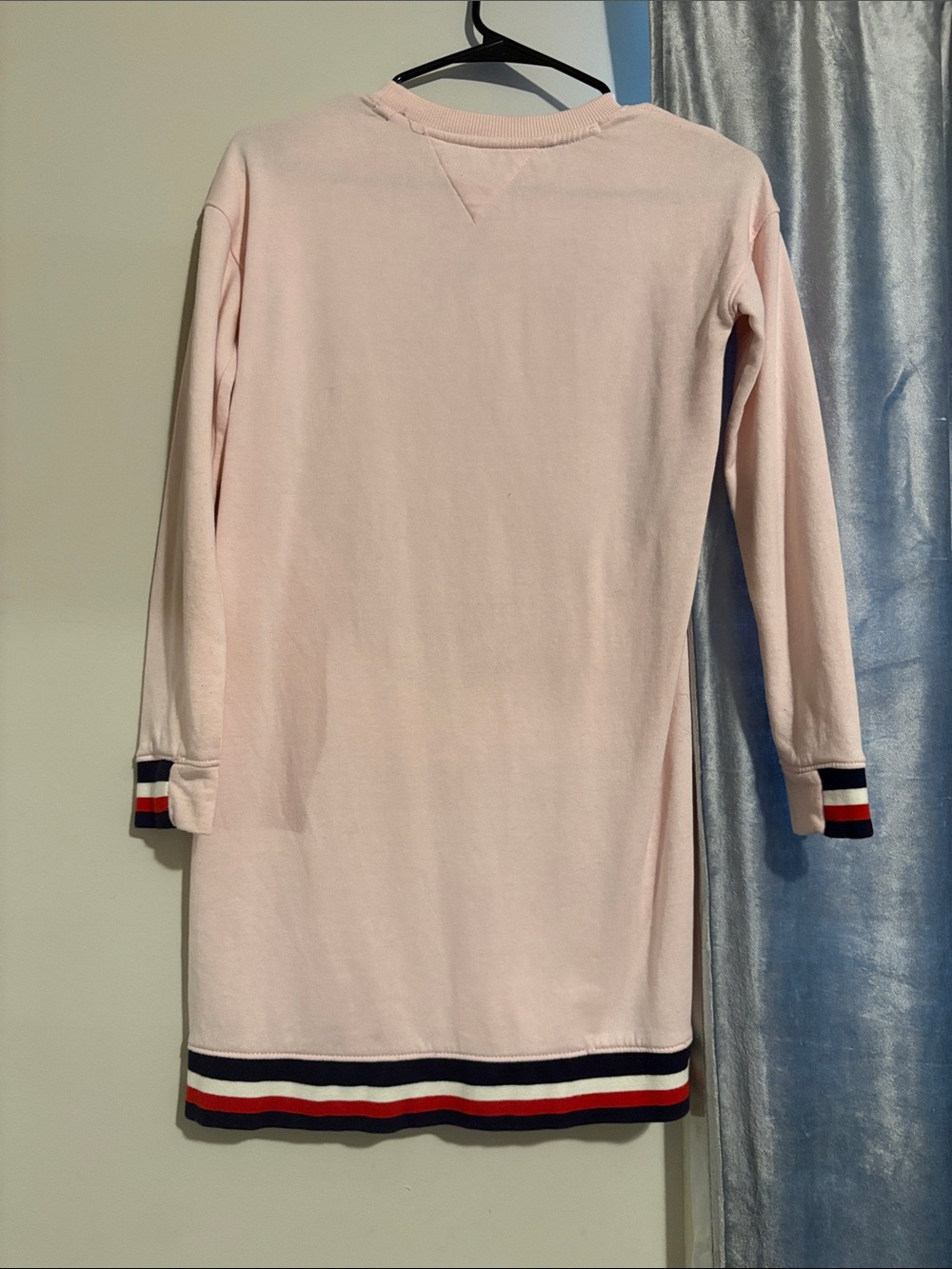 Tommy Hilfiger Light Pink Logo Sweatshirt Dress with Striped Trim - Picture 2 of 2